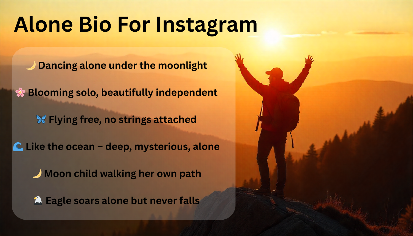 Create the perfect Alone Bio for Instagram with 150+ creative ideas. Express your independence with unique, authentic bios that celebrate solitude.