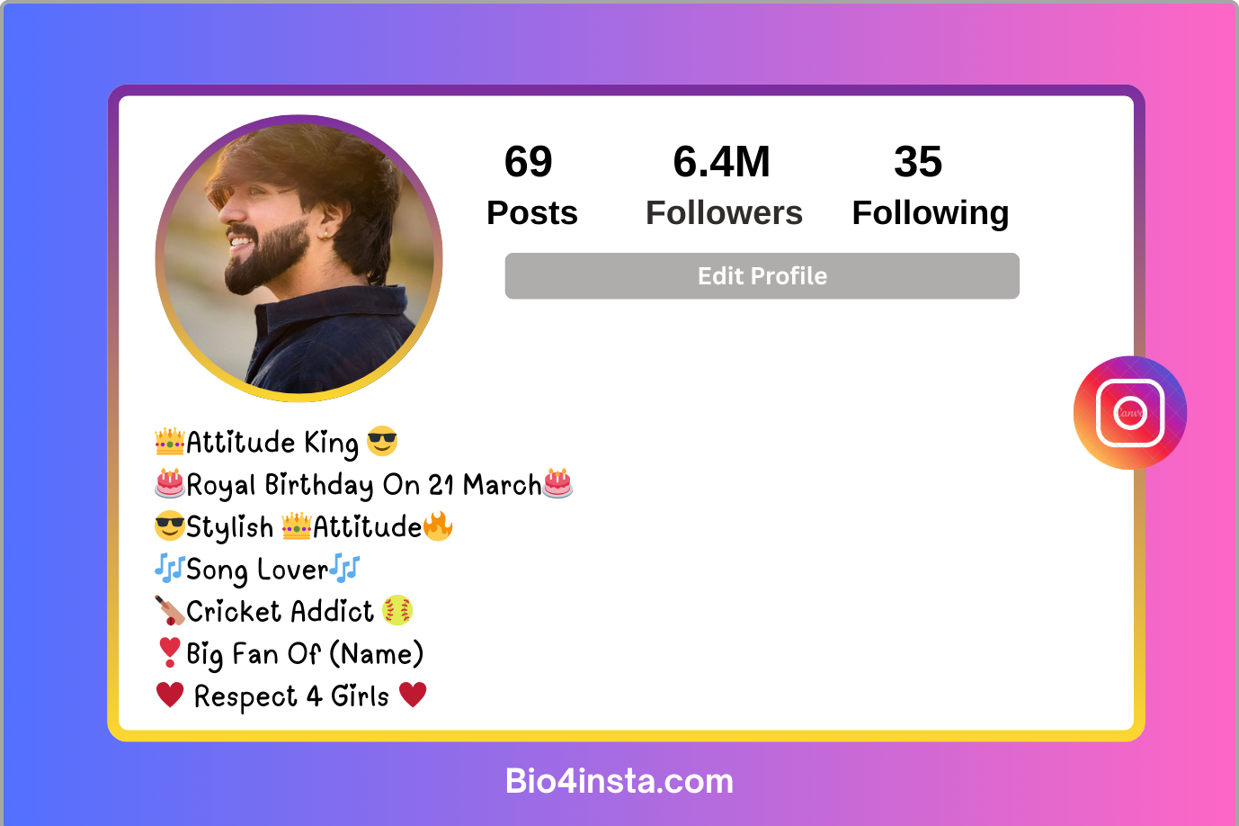 Instagram Bio Style Boys