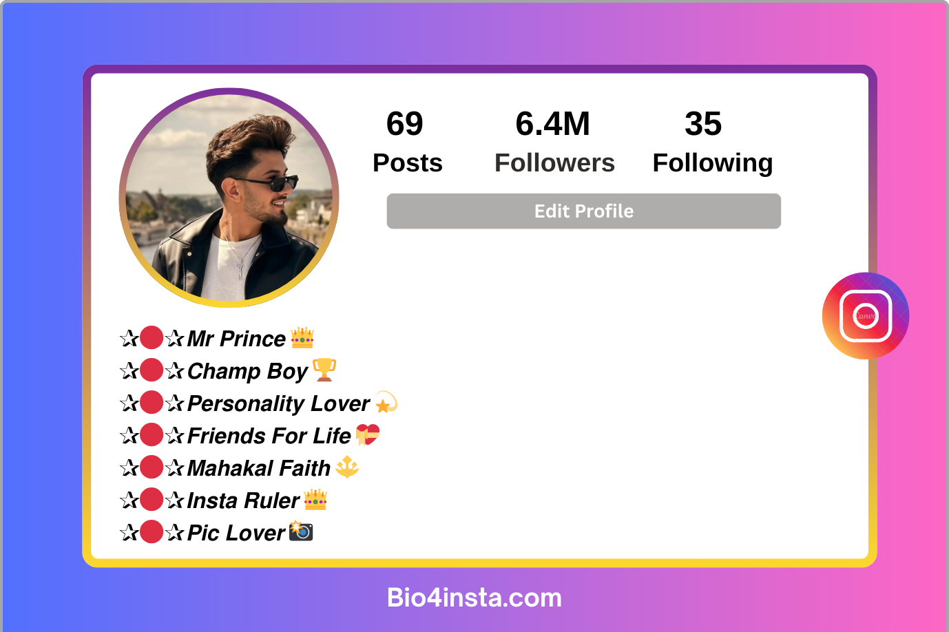 Instagram Bio for Boys Stylish Font