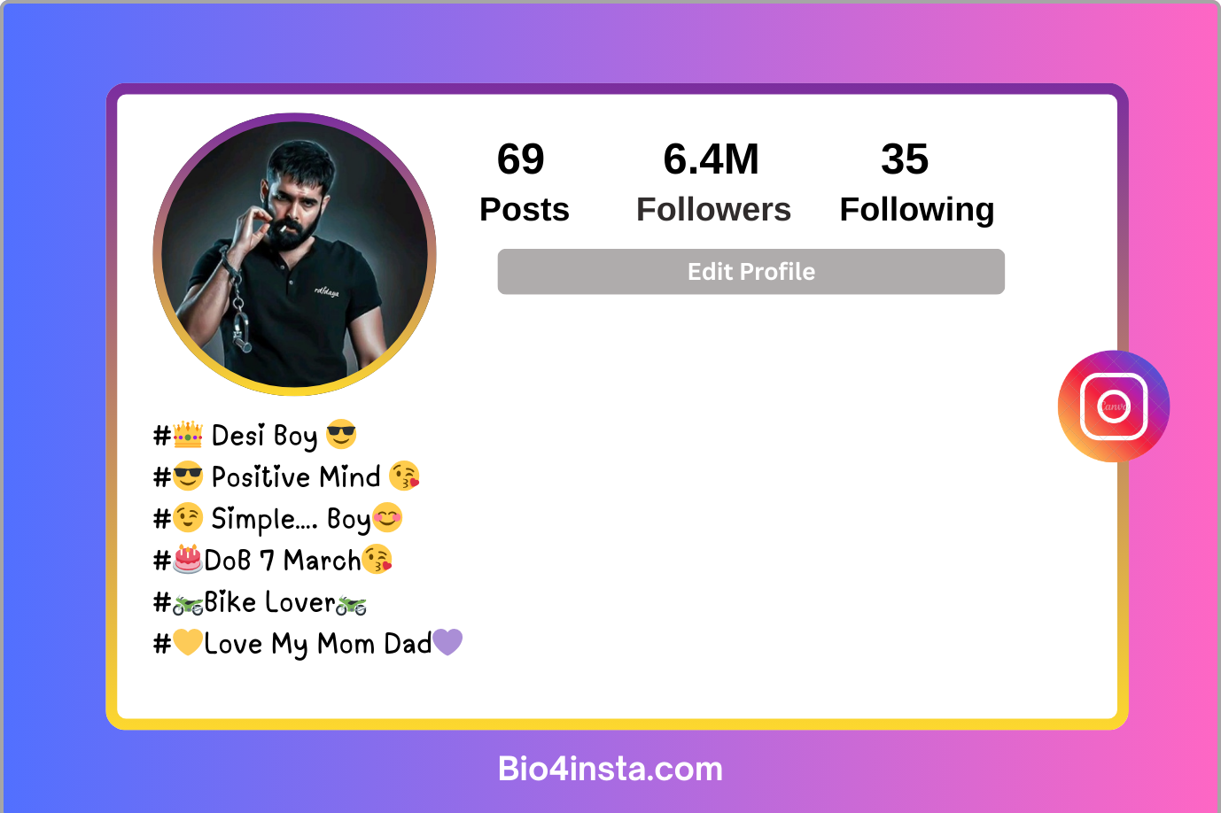 Instagram Bio for Boys Simple