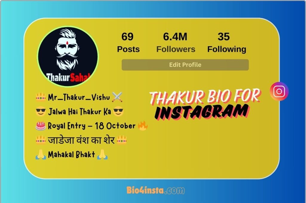 Thakur Bio for Instagram