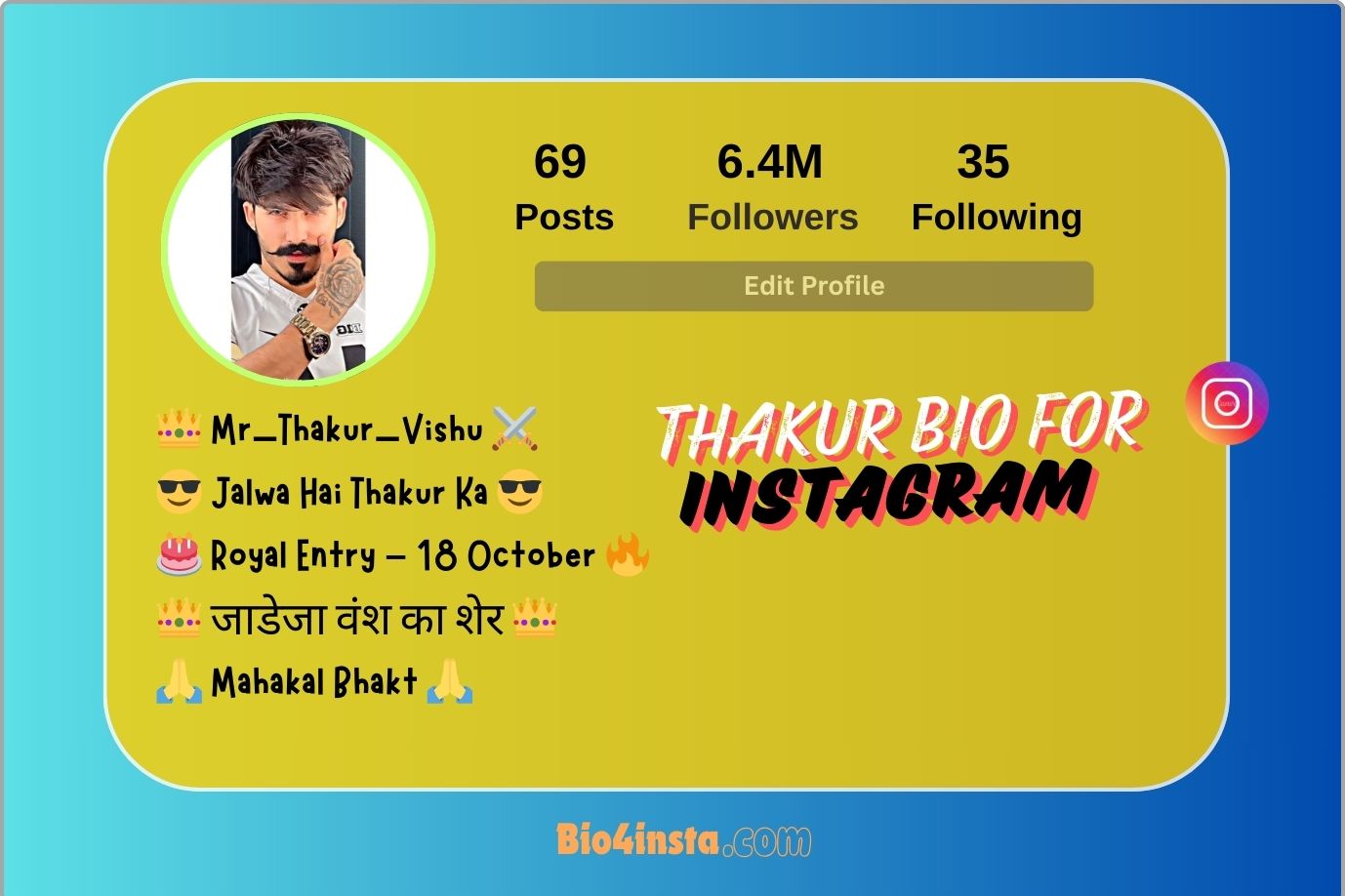 Thakur Bio for Instagram for Boys